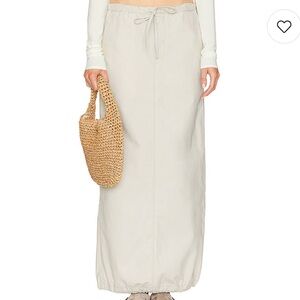 NWT Helsa Workwear Drawcord Maxi Skirt Ecru Revolve Cotton Beige Drawstring